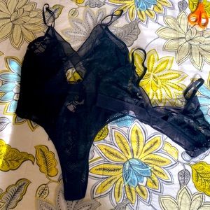 NWOT 2 Pc FashionNova Matching Lace/Mesh Teddy & Bralette